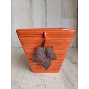 FTD ceramic orange planter leaf fall pot garden home decor square